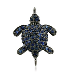 0.77ct Blue Sapphire 925 Sterling Silver Tortoise Connector Finding Jewelry