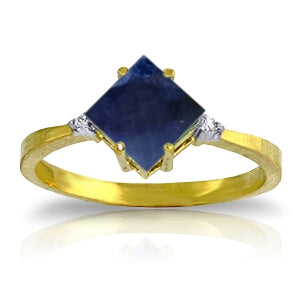1.46 Carat 14K Solid Yellow Gold Ring Diamond Sapphire