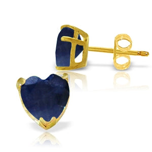 3.1 Carat 14K Solid Yellow Gold Stud Earrings Natural Heart Sapphire