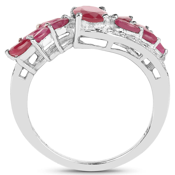 1.90 Carat Glass Filled Ruby and Ruby .925 Sterling Silver Ring