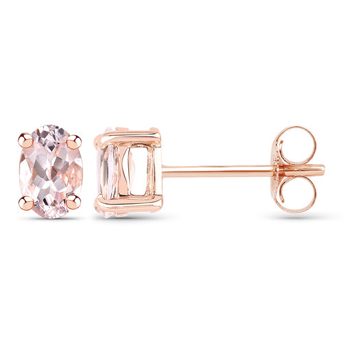 18K Rose Gold Plated 0.80 Carat Genuine Morganite .925 Sterling Silver Earrings