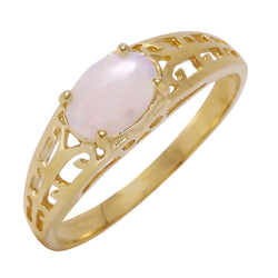 0.45 Carat 14K Solid Yellow Gold Filigree Ring Natural Opal