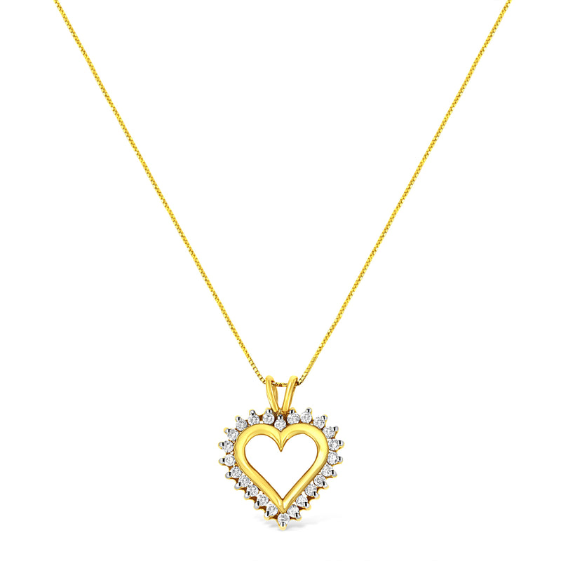 10KT Yellow Gold 1/2 cttw Diamond Open Heart Pendant (J-K, SI2-I1)