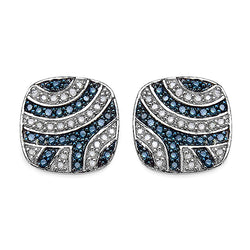 0.54 Carat Genuine Blue Diamond .925 Sterling Silver Earrings