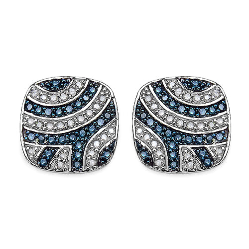 0.54 Carat Genuine Blue Diamond .925 Sterling Silver Earrings