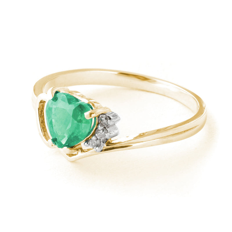 1.02 Carat 14K Solid Yellow Gold Spain Calling Emerald Diamond Ring