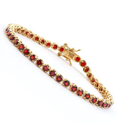 3.60 TW CTS GARNETS 18K GOLD PLATED DESIGNER BRACELET SIZE 7.5 INCHES