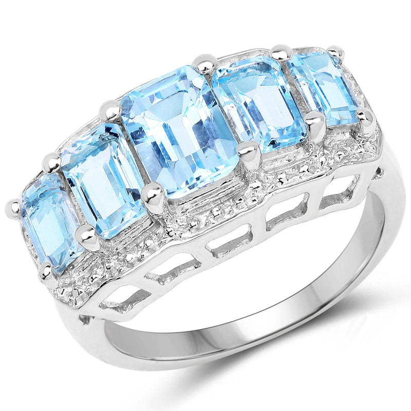 2.91 Carat Genuine Blue Topaz .925 Sterling Silver Ring