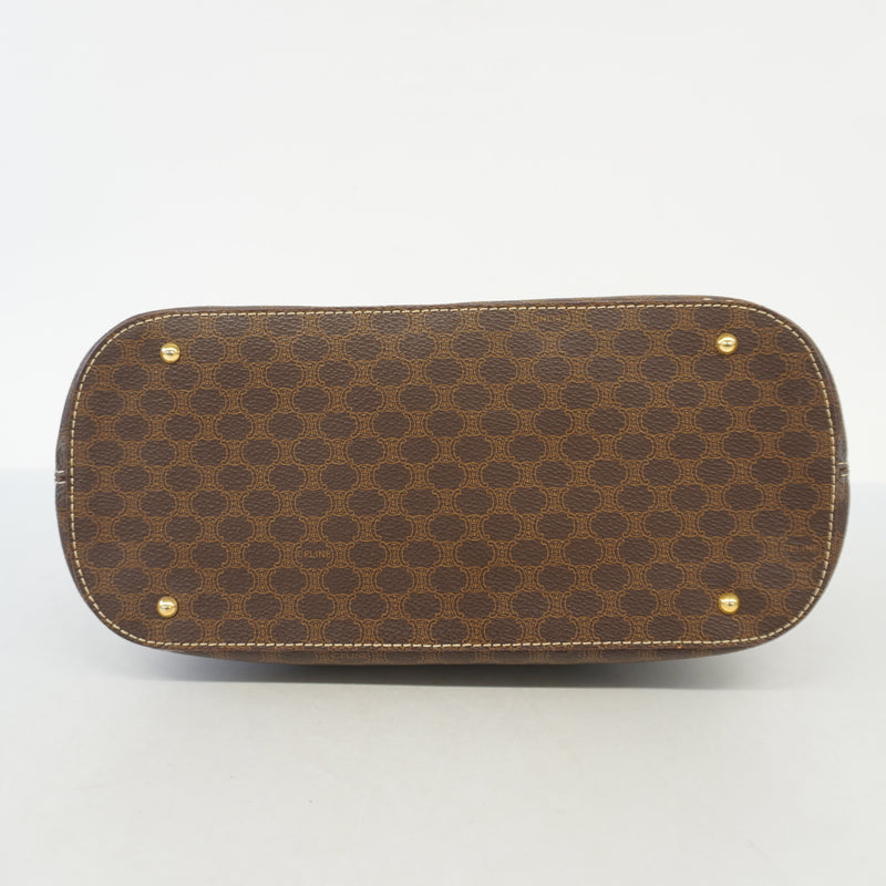 Auth Celine Macadam Handbag Womens PVC Handbag Brown