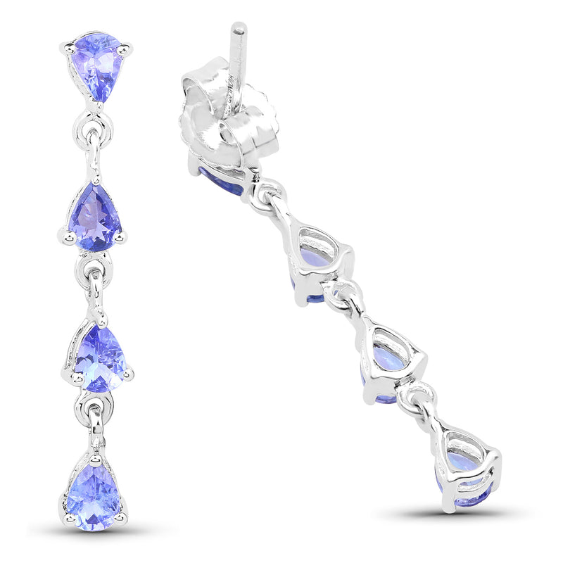 1.12 Carat Genuine Tanzanite .925 Sterling Silver Earrings