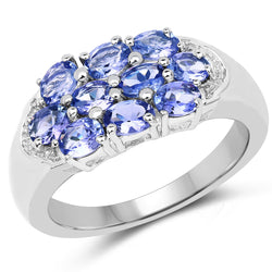 1.70 Carat Genuine Tanzanite .925 Sterling Silver Ring