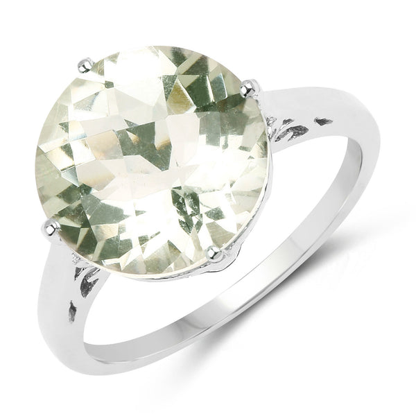 5.55 Carat Genuine Green Amethyst .925 Sterling Silver Ring