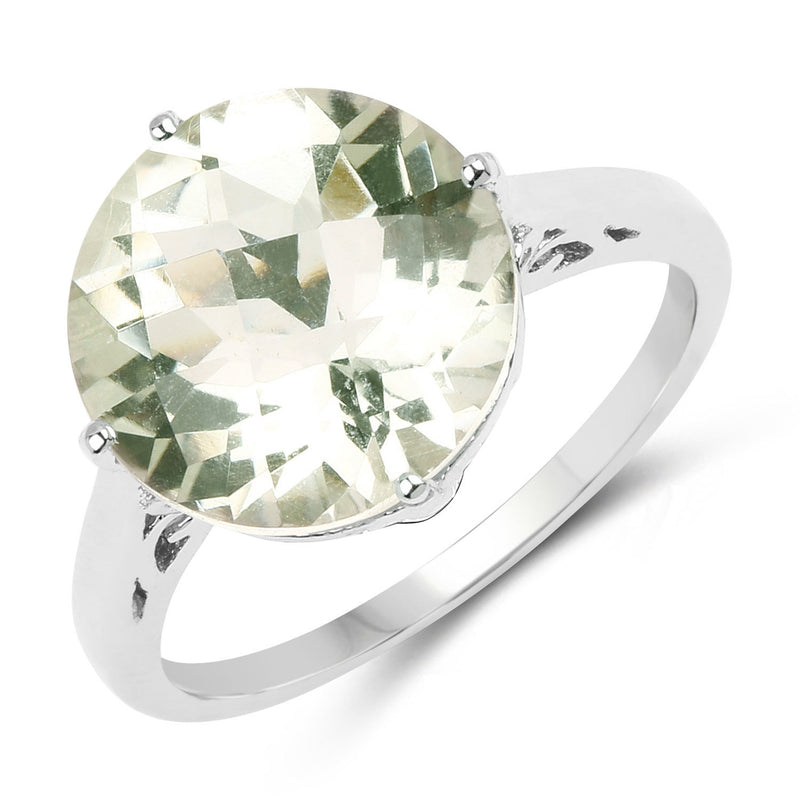 5.55 Carat Genuine Green Amethyst .925 Sterling Silver Ring