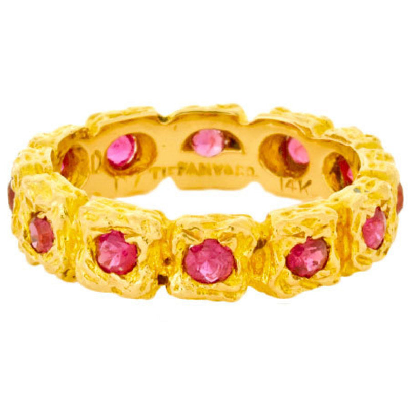 Tiffany TIFFANY & Co. Ruby 12P Eternity Ring K14YG Vintage