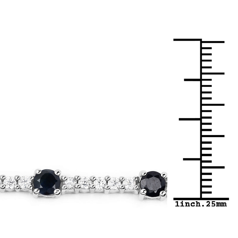 6.21 Carat Genuine Blue Sapphire and White Zircon .925 Sterling Silver Bracelet