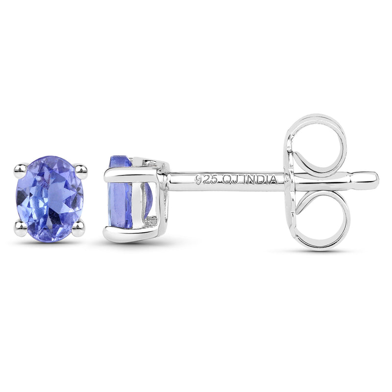 0.40 Carat Genuine Tanzanite .925 Sterling Silver Earrings