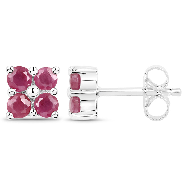 1.04 Carat Genuine Johnson Ruby .925 Sterling Silver Earrings