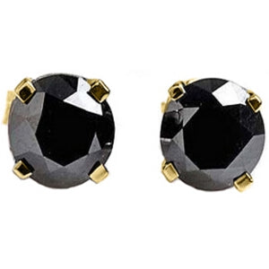 4.75 Carat 14K Solid Yellow Gold Black Cubic Zirconia Stud Earrings