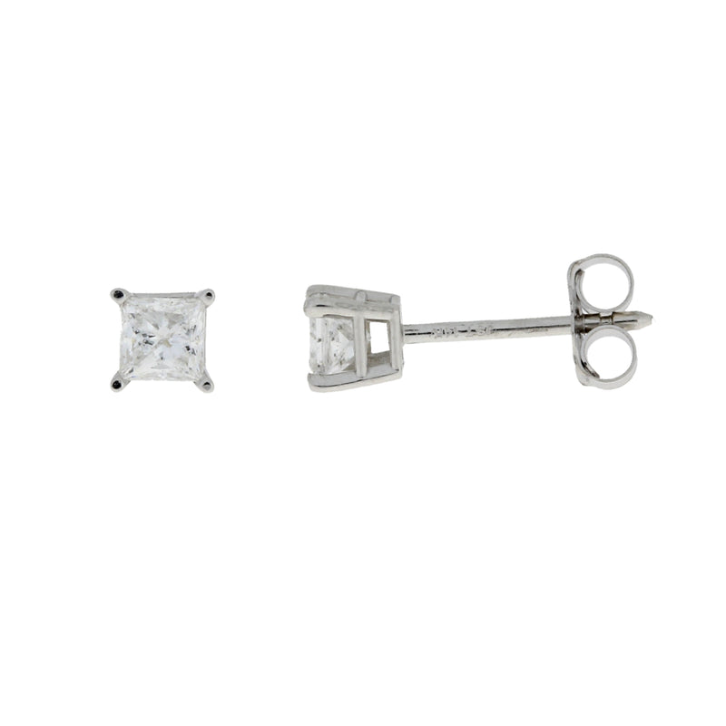 Genuine .40ct Diamond Stud Earrings 14KT White Gold