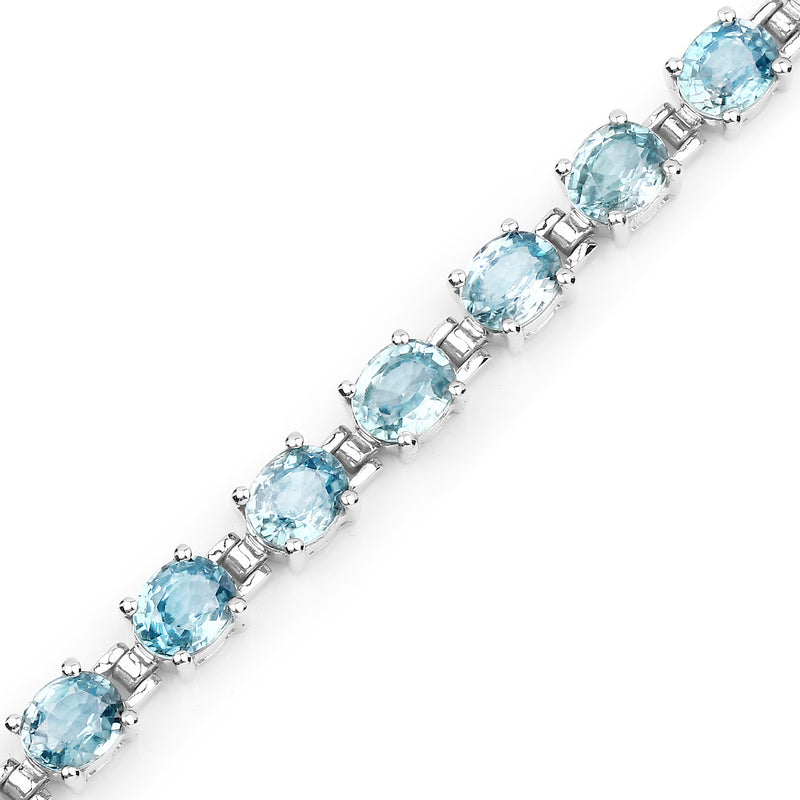 16.80 Carat Genuine Blue Zircon .925 Sterling Silver Bracelet