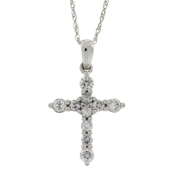 .35ct Diamond Cross Religious Pendant 14KT White Gold