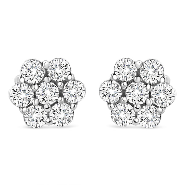 14K White Gold 1/2 cttw Round-Cut Diamond Floral Stud Earrings (I-J Color, SI2-I1 Clarity)