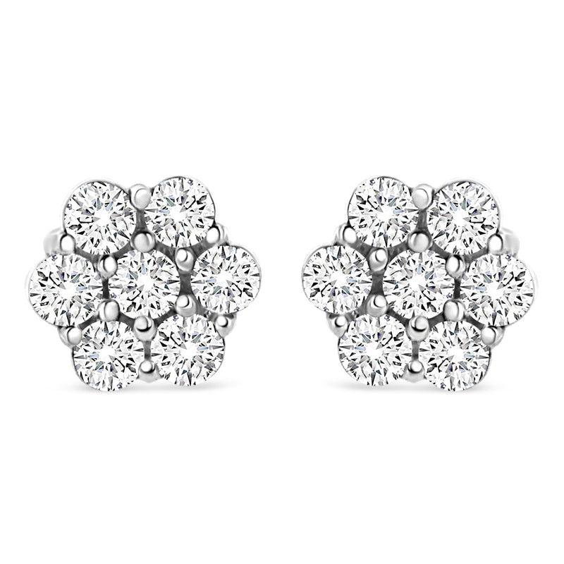 14K White Gold 1/2 cttw Round-Cut Diamond Floral Stud Earrings (I-J Color, SI2-I1 Clarity)