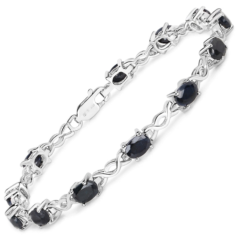 6.60 Carat Genuine Black Sapphire .925 Sterling Silver Bracelet