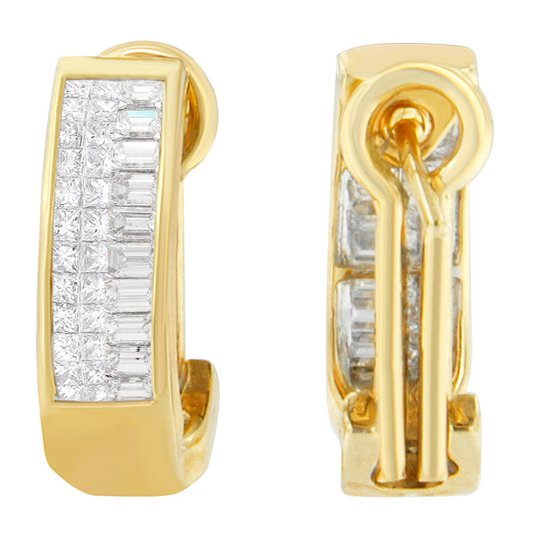 14K Yellow Gold 1 cttw Baguette and Princess Cut Diamond Earrings (H-I, VS1-VS2)