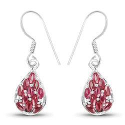 2.64 Carat Genuine Ruby .925 Sterling Silver Earrings