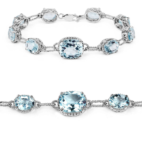 24.70 Carat Genuine Blue Topaz .925 Sterling Silver Bracelet