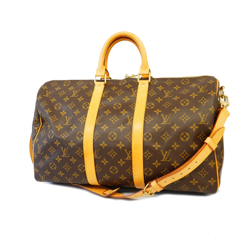 Auth Louis Vuitton Boston Bag Monogram Keepall Bandolier 45 M41418 Unisex