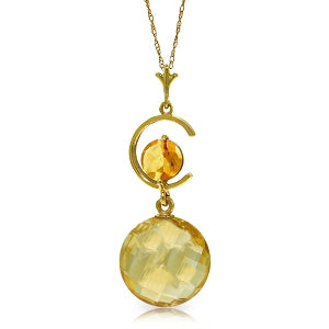 5.8 Carat 14K Solid Yellow Gold Admission To My Heart Citrine Necklace