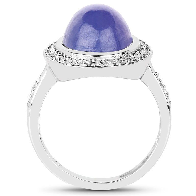 8.26 Carat Genuine Tanzanite & White Topaz .925 Sterling Silver Ring