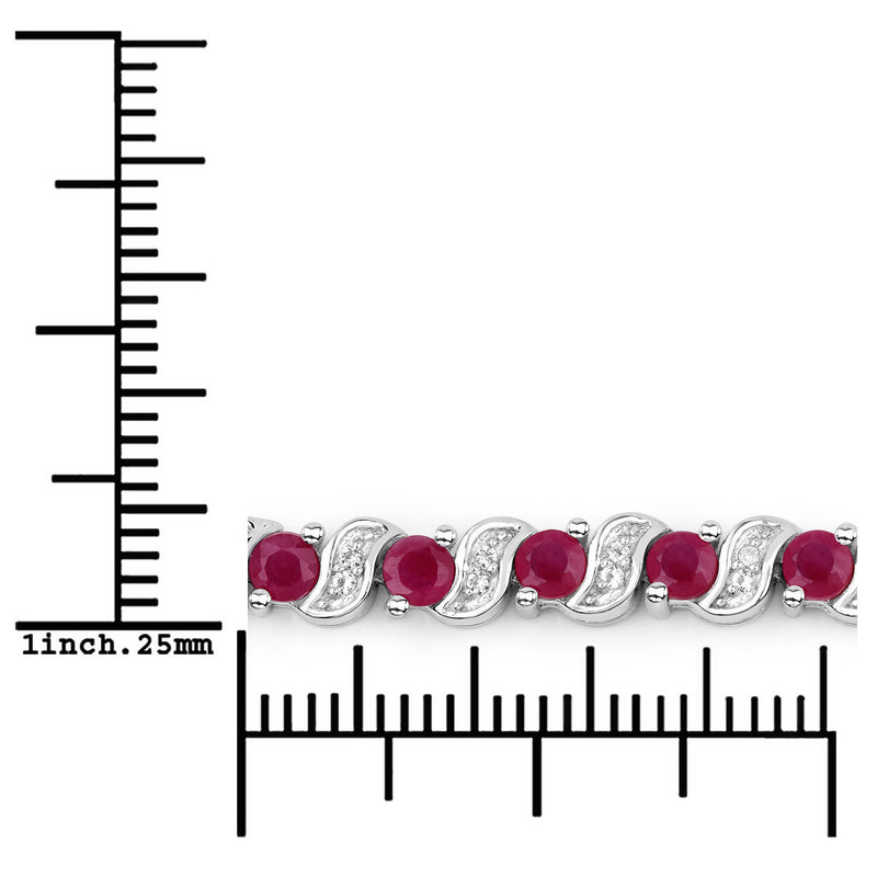 1.25 Carat Genuine Ruby and White Topaz .925 Sterling Silver Bracelet