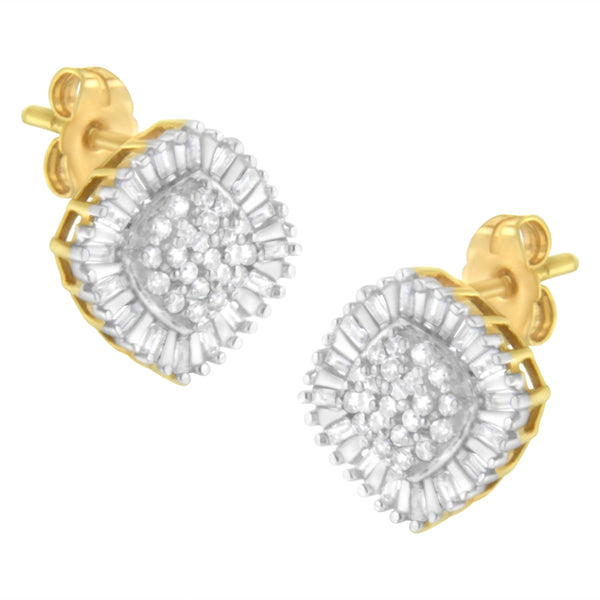 10K Yellow Gold 1/2 cttw Diamond Cluster Cocktail Stud Earrings (I-J, I1-I2)