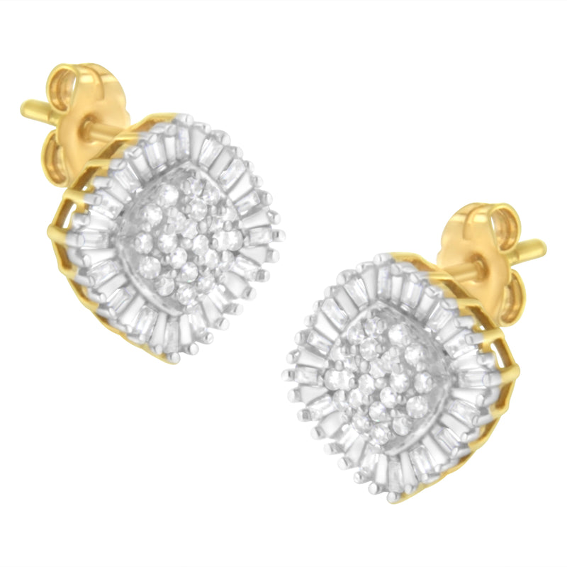 10K Yellow Gold 1/2 cttw Diamond Cluster Cocktail Stud Earrings (I-J, I1-I2)