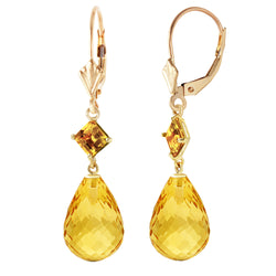 11 Carat 14K Solid Yellow Gold Broadway Citrine Earrings