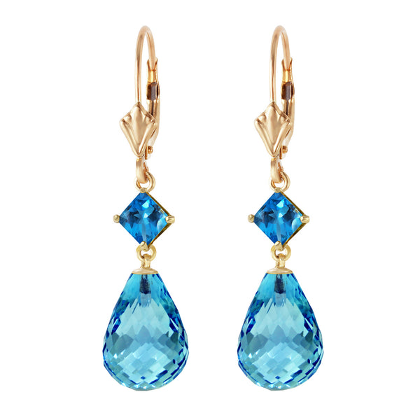 11 Carat 14K Solid Yellow Gold Broadway Blue Topaz Earrings