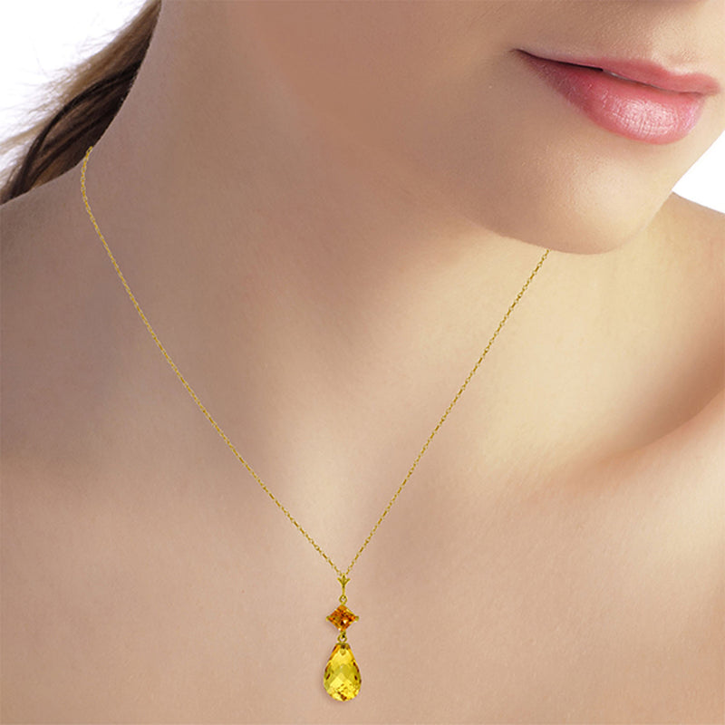 5.5 Carat 14K Solid Yellow Gold Admit One Citrine Necklace