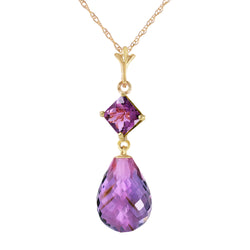 5.5 Carat 14K Solid Yellow Gold Better Or Worse Amethyst Necklace