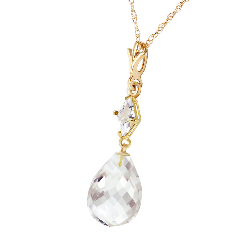 5.5 Carat 14K Solid Yellow Gold Delight In November White Topaz Necklace