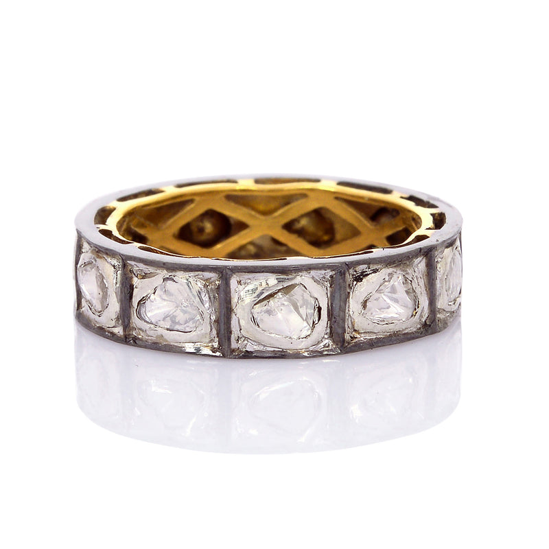 0.57ct Rose Cut Diamond .925 Sterling Silver Handmade Band Ring Fashion Jewelry