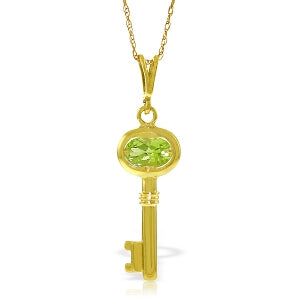 0.5 Carat 14K Solid Yellow Gold Key Charm Necklace Peridot