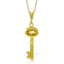 0.5 Carat 14K Solid Yellow Gold Key Charm Necklace Citrine