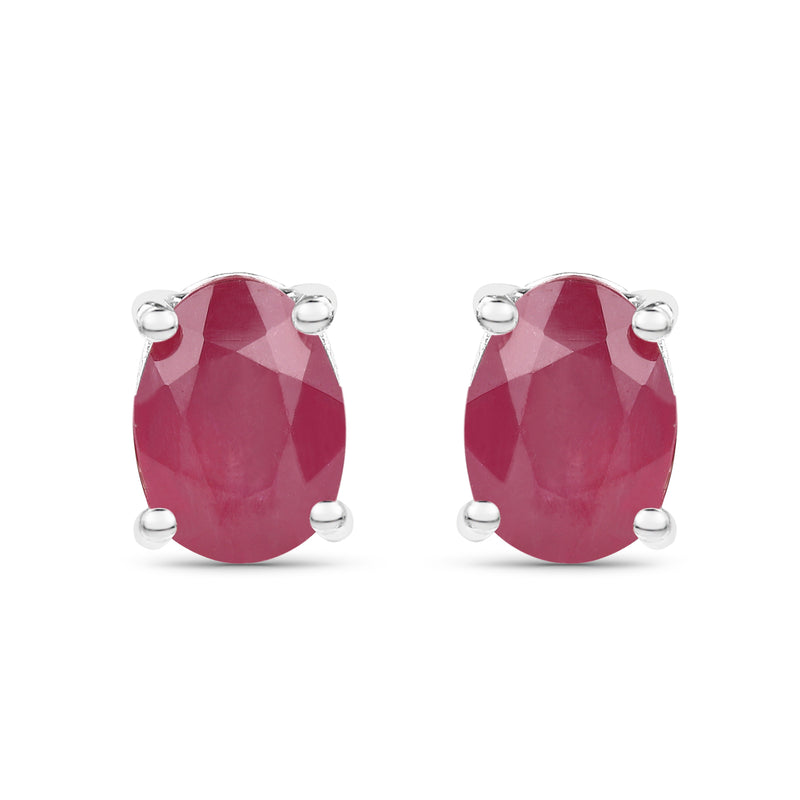 5.30 Carat Emerald, Glass Filled Ruby and Glass Filled Sapphire .925 Sterling Silver Earrings