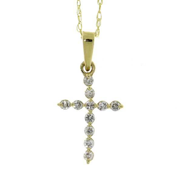 .09ct Diamond Cross Religious Pendant 14KT Yellow Gold