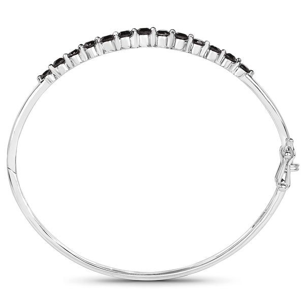 1.96 Carat Genuine Black Diamond .925 Sterling Silver Bangle