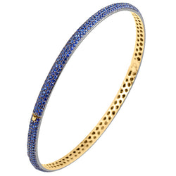 Pave Blue Sapphire Bangle 18k Gold 925 Sterling Silver Women Jewelry