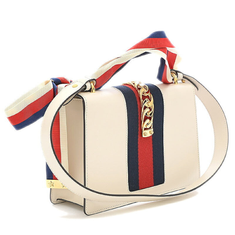 Gucci Sylvie Small Shoulder Bag Calf Ivory 421882